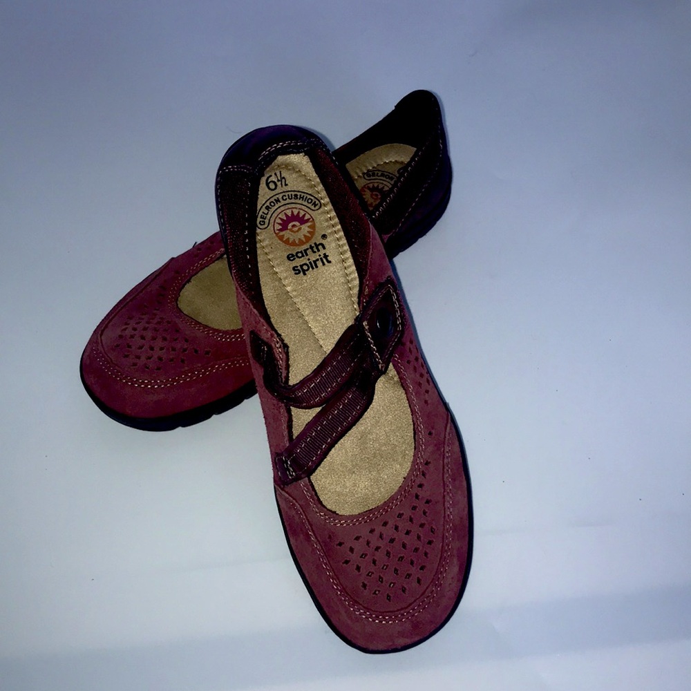 Earth Spirit Burgundy Delron Cushion Mary Jane Comfort Walking Shoes Size 6.5